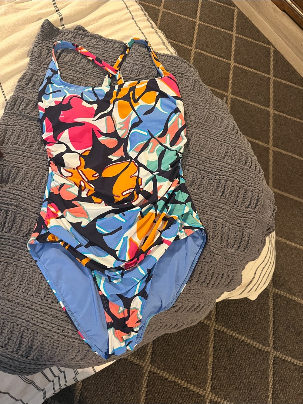 Nautica Bright Multicolor Abstract One-Piece Swimsuit
